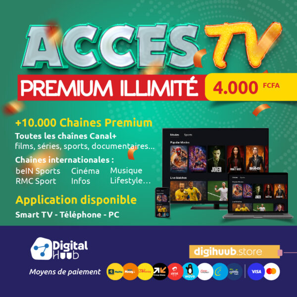Accès TV Premium Illimité| +10.000 Chaines